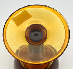 Vintage Egermann Boho Etched Flower Amber Wine Water Glass Goblet Czech Republic