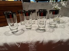 Vintage Silver Rim MCM High Ball Glasses Dorothy Thorpe Style Set of 4