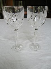 WATERFORD Marquis BROOKSIDE WINE GLASSES, Cut Crystal, 8 5/8” 12 oz, 2 Piece
