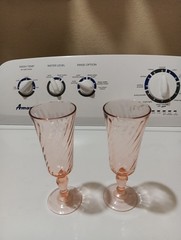 Pair ACOROC vtg pink Rosalie Champaign Glasses