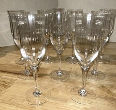 Lot (10) ORREFORS SWEDEN Cordial Blanche Ribbed Optic Crystal Mid Century Modern
