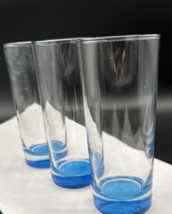 Vintage Cristar Glasses Tumblers Heavy Blue Bottom 12 oz 6″ T Made In Columbia