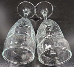 (2) Libbey Chivalry Clear Whiskey Sour Glasses Set Textured Rock Sharpe Stemware