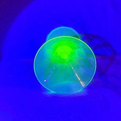 Vintage Green Uranium Glass Martini Cocktail Glass Optic Rib UV Glow Stemware