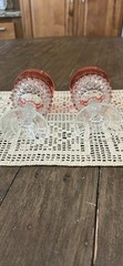 Indiana Glass Diamond Point Ruby Wine Glasses 5.25” Tall Set Of 2