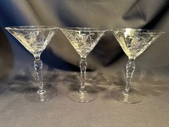 Seneca Hand Blown Cut Glass 190-18 Liquor Cocktail Glasses Set of 3