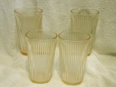 4 Bee & Willow Milbrook 18 Oz Amber Tall Tumbler Drinking Glass Ribbed 2 Labels