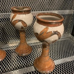 Studio Art Pottery Goblets Glazed Stoneware Handmade Set of 4 Christ Church Wine