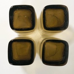 Libbey Carrington Tawny Smoke 6 1/8” Tumblers Weighted Square Bottom Set of 4