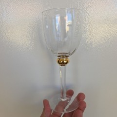 Pier 1 P1c5 Metallac Gold Wafer Stem Optic Bowl Wine Glass 7.5″