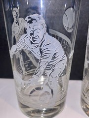 2 Vintage MCM Tennis Player Etched Highball Glasses