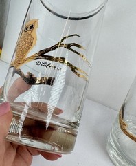 Culver 22K Gold Owl Highball Glasses Lot Of 8 VTG 1950s Hollywood Regency