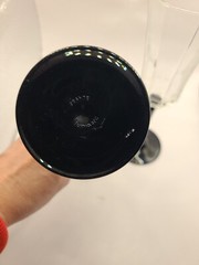 Luminarc France champagne glasses. Set of 2 octagon shape w black stem. Vtg