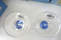 Wedgwood Sarah’s Garden 2 Blue Tall Large Stem Glasses 6 .5” new 12oz Signed