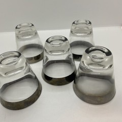 Vintage Dorothy Thorpe Shot Glasses Lot QTY 5 Silver Rim 2.75″ Mid Century