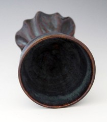 Lynn Trott Studio Art Pottery 5 3/4″ Rooted Glossy Blue Goblet