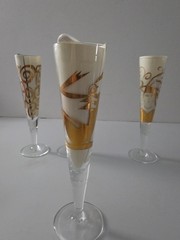 4 RITZENHOFF Champagne Glasses Flutes Artist Designed No Boxes