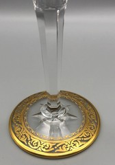 St Louis Stella Gold Encrusted Purple Cut to Clear Wine/Water Glass 8 1/2″