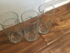 set 3 Corelle Rosemarie glass Tumbler tulips 6″ tall EXC