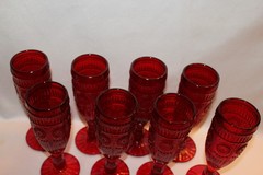 NEW! PIONEER WOMAN Red ADELINE 7-7/8″ Footed Champagne Flutes Glasses Set of 8