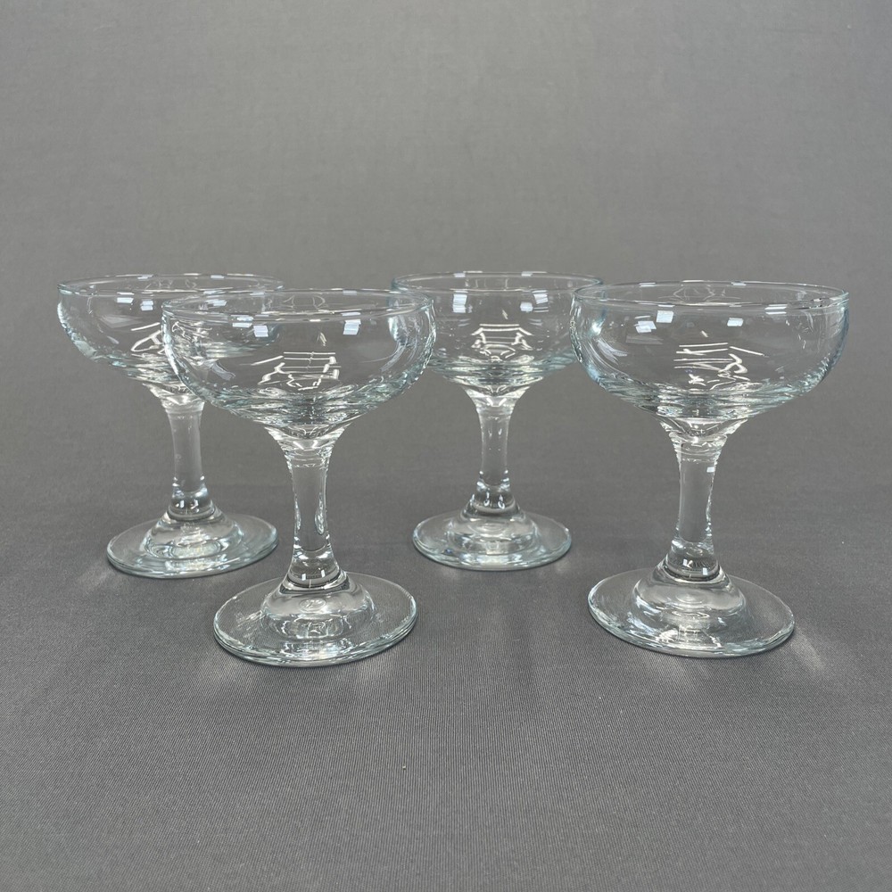 Libbey Embassy Champagne Tall Sherbet Glasses 4 1/4″ Set Of 4 Clear Multiple