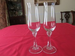 Set of 2 American Stemware PRINCETON Clear Cut Crystal Champagne Flutes 8 1/4″