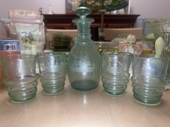 1820’s FREE-BLOWN Glass Spirit Set – Matching «L» Witness Marks – Watertight