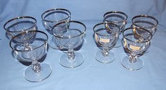 VINTAGE LIBBEY/ROCK SHARPE Champagne/Liquor Glasses – Set of 8 – Platinum Trim