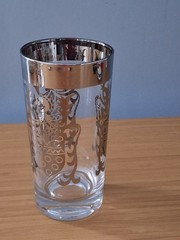 VTG Set Of 2 Kimiko Guardian Shield Crest Barware Glasses Highball Silver