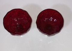 Lot of 2 Morgantown Crinkle Ruby Red Seneca Footed Sherbet Glasses – 2-3/4”