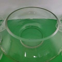 Vintage 13 Piece Riekes Crisa Moderno Cut Top Punch Bowl, Cups – 2 Chips