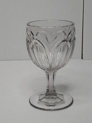 Antique Flint Glass Seneca Loop Goblet c1850s O’Hara Loop Paneled Stem EAPG, 6″