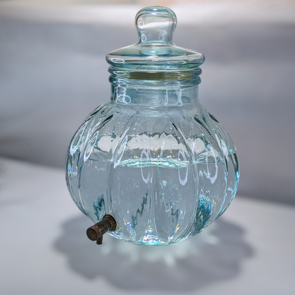 Vintage Glass Beverage Dispenser Pumpkin Spigot Nozzle Spout 14 1/4″ ITALY