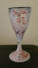 Unique Hand Blown Art Glass 2 Ounce Cordial Glass Red White Black Confetti