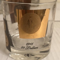 VTG 1960s Barware Libby 22k Gold Cera Coin Lowball Glasses Set of 6