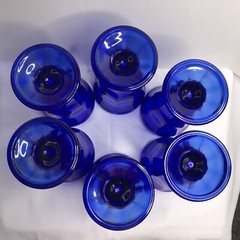 VTG Anchor Hocking Cobalt Blue Parfait Sundae Ice Cream Pedestal Glasses Set /6