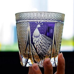 Hand Carved Peacock Whisky Glasses Edo Kiriko Glass Collection Best Gift