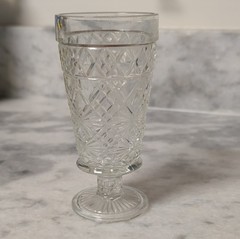 Pressed Glass Diamond Pattern Goblet Round Glossy Finish Clear Drinkware