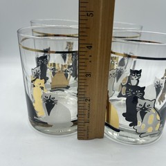 Vtg MCM Culver Cats Double Old Fashioned Glasses Set of 4 22k Gold trim Flaws