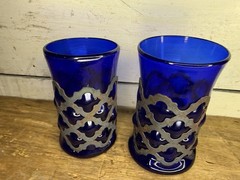 Vintage Felipe Derflingher MCM Cobalt Art Glass Caged Imprisoned Brutalist Glass