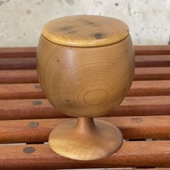 Vintage MCM Oregon Myrtlewood Lidded Goblet Chalice Wine Glass Wooden