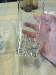 2 High ball glasses Unique pattern Of Plus On Bottom 16oz And 12oz. Heavy Glass