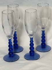 Libbey Metropolis Vintage Cobalt Blue Champagne Flutes/Glasses (4)