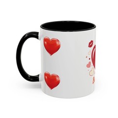 Valentine «Be Mine» Accent Coffee Mug — Heart & Kisses (11/15 oz)