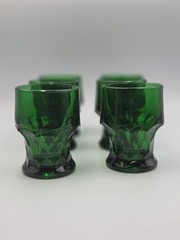 Set Of 6 Vintage Anchor Hocking Georgian Forest Green 8oz Drinking Glasses