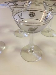 LIBBEY ROCK SHARPE SILVER LEAF CHAMPAGNE TALL SHERBET – 5-5/8″ – 5 TOTAL