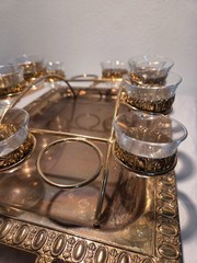 RARE Design Vintage 22K Gold Trimmed Cordial/Bar/Punch Cup Mid Cent. Set/10