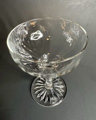 Vintage Clear Champagne Coupe Glass Optic Paneled 4 3/4″ Star Burst design