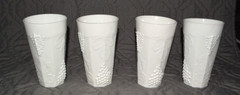Vintage Indiana Glass Milk Glass Harvest Grape Set of 4 Tumblers 6” Tall
