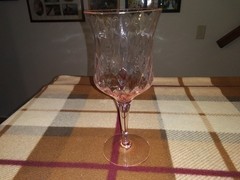 Central Glass Works 818 Pink Diamond Optic Blown Goblet, pulled stem